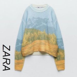 ZARA - Landscape Jacquard Knit Sweater - Small - multi Color